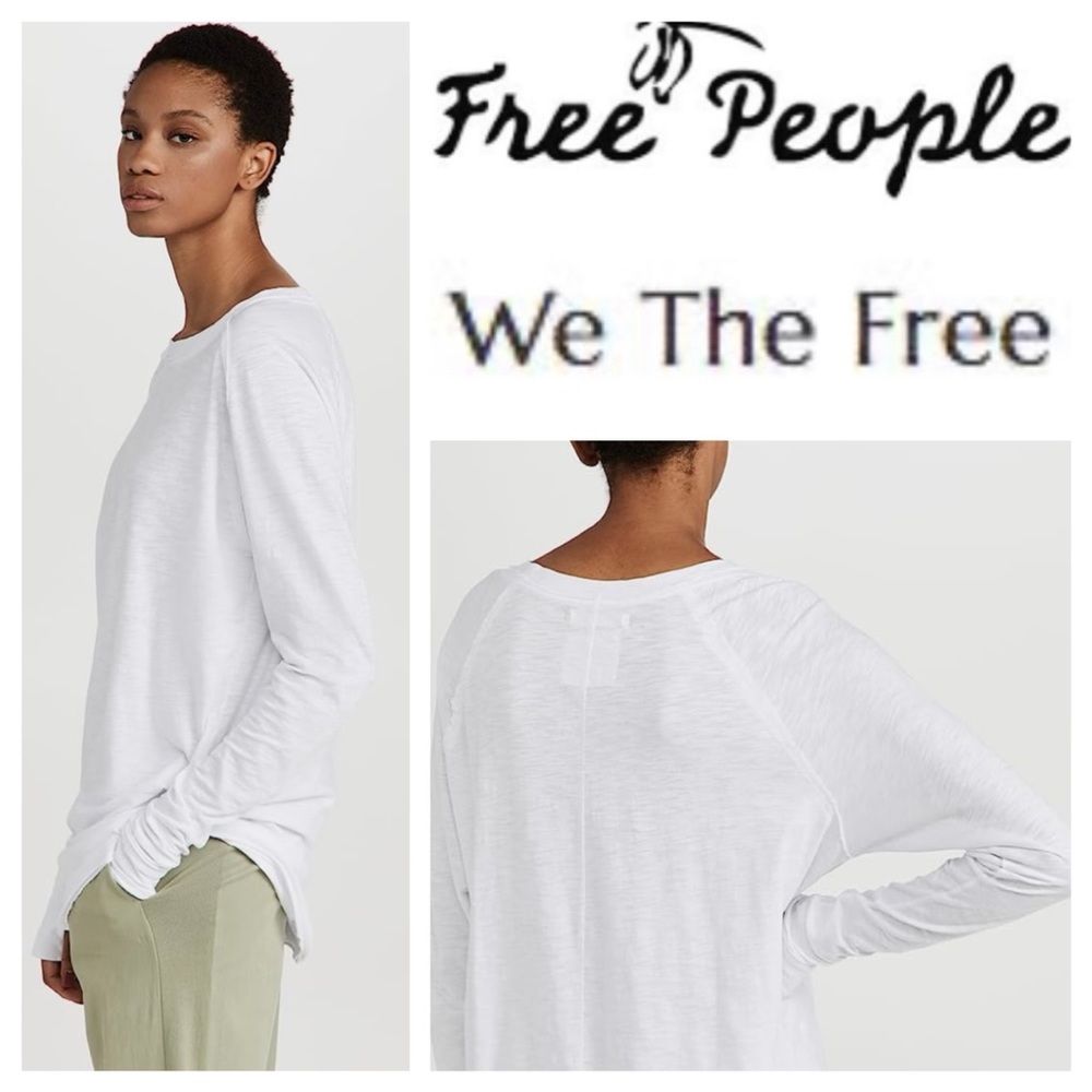We The Free Oversized White Long Sleeve Tee